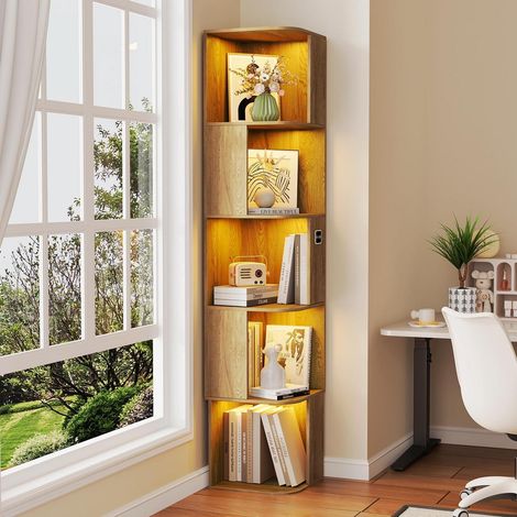 Étagère d'angle 5 niveaux avec éclairage LED intelligent et détection de mouvement (1/5)