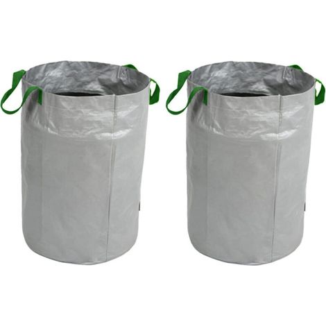 Lntyq Sac Jardin Déchet, 2 Pièces Sac à Ordures de Jardin Pliable et Réutilisable avec Poignée (Argent 100L, 45x63CM) (1/5)
