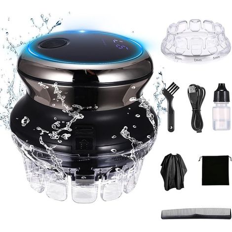 Tondeuse à cheveux pour homme, rechargeable à tête rasée, tondeuse circulaire sans fil, kit de coupe de cheveux portable, machine à épiler électrique pour hommes, adultes et enfants (1/5)