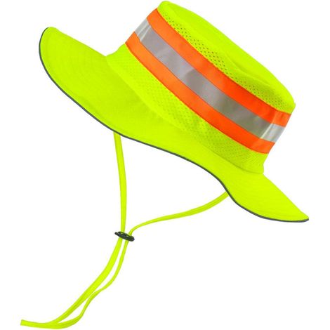High Visibility Sun Hat Fisherman's Hat Anti-UV with Reflective Strip Cap Fluorescent Visor Cap Wide Brim for Gardening, Hiking and Public Works (1/5)