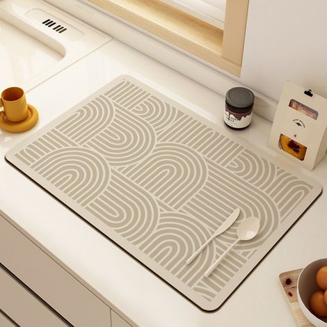 LAN Design créatif - Forme carrée, 5060cm (terre de diatomées). Tapis d'égouttage de cuisine, en terre de diatomées, résistant à l'usure et absorbant, pour table, table basse, tapis anti-brûlure et is (1/5)