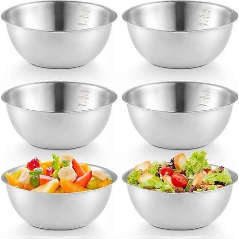 Bol mélangeur en acier inoxydable, bols de cuisine en métal pour la cuisson, la marinade, les salades et les fruits (C) (1/5)