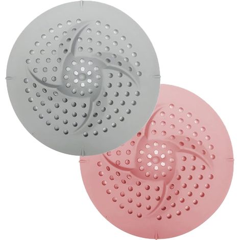 Attrape-cheveux pour bonde de douche avec ventouses, lot de 2 protections en silicone pour bonde d'évier, crépine, couvercles de bonde de douche, fil (1/5)