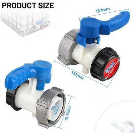 1000-Liter-Tankhahnadapter DN50 (75 mm) IBC-Tankanschluss Ablassventil IBC-Tankadapter IBC-Tankverbinder Absperrklappe (1/5)