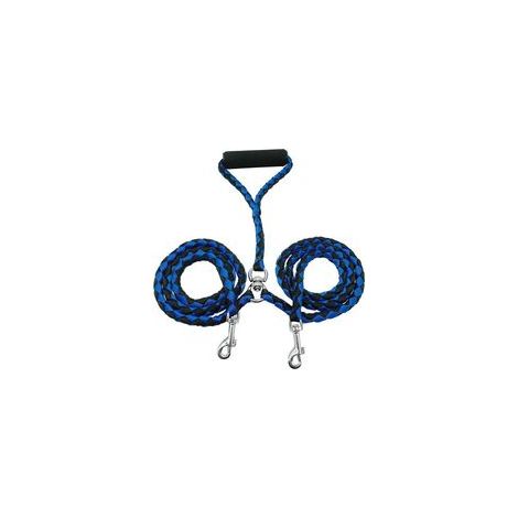 Laisse double à deux têtes pour chien, bleu – (1/5)