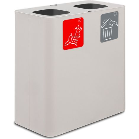 Pattumiera Sistema di Raccolta Rifiuti 77x38xh80 cm In Acciaio Verniciato 2 Scomparti Bianco (1/2)