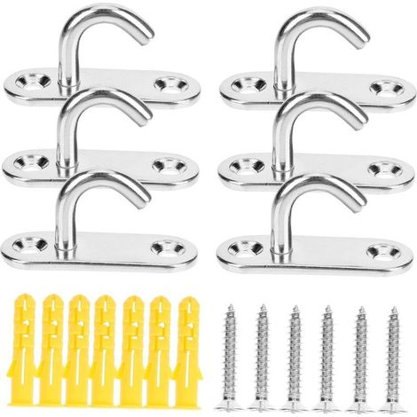 6 pièces Lot de Crochets Plafond Inoxydable U Ouverts Anneaux de Suspension Robustes et Compacts pour Plante Hamac Bateau et Support Mural (1/5)