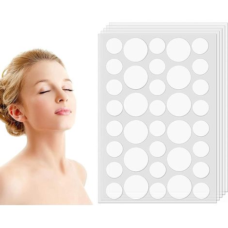 Patchs hydrocolloïdes anti-acné, 180 patchs, patchs anti-acné invisibles, traitement des imperfections cutanées, autocollants pour le visage, 2 tailles : 8 mm et 12 mm (1/5)