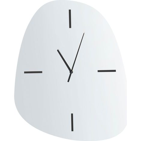 Horloge Murale Minimaliste Cadre Surface Miroir 54 x 45 cm Forme Irrégulière Accessoire Décoratif Argentée Almansa