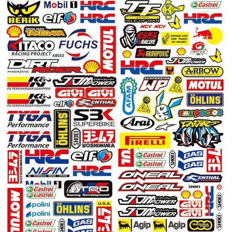 3 Feuilles Autocollant Moto, Design Course Réaliste, Vinyle PVC Durable, Pour Casque Vélo Skateboard (1/5)