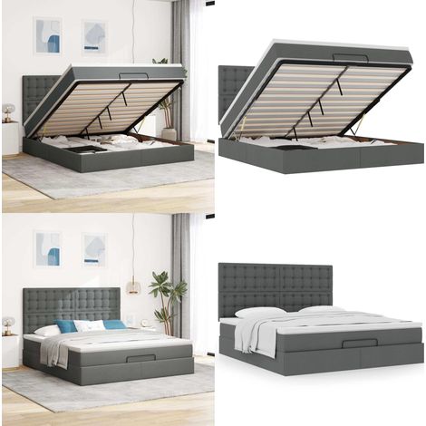 vidaXL Ottoman-Bett mit Matratze Dunkelgrau 160x200 cm Stoff (1/5)