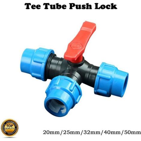Raccord à compression d'eau, 1 raccord en T de compression pour tuyau d'eau pour jardinage, irrigation agricole (25 mm) (1/3)