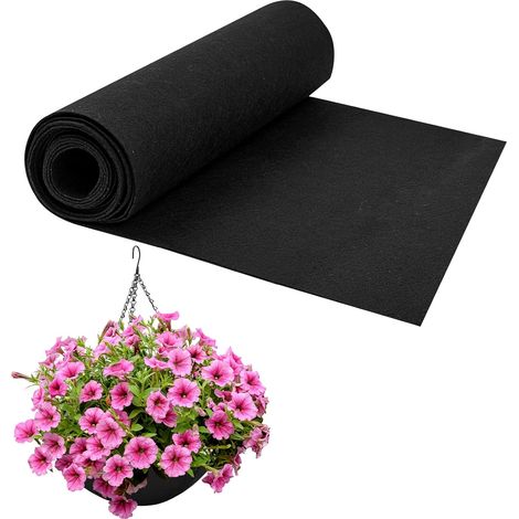 CCYKXA Vlies-Einlagerolle für Blumentöpfe – 30 x 203 cm – Schwarz – Kokosfaser – Leicht zuschneidbar – Für Garten, Blumentöpfe, Fensterbänke und Haustierbetten