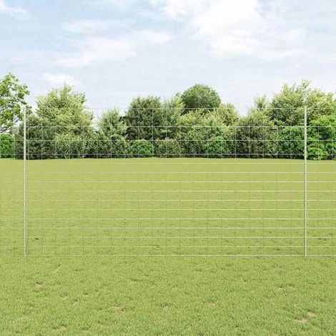 Zaun mit Pfosten Silber 1.6 x 25 m Stahl