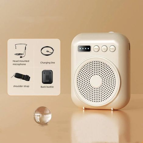 Enceinte beige avec microphone, écran et son surround (1/5)