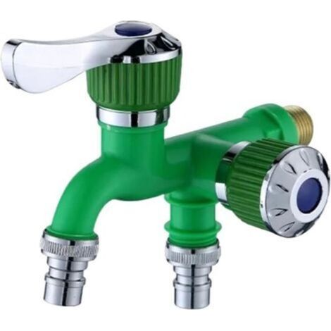 Robinet d'eau multifonction 2 en 1 avec deux vannes, Mitigeur de lavabo, robinet inverseur et séparateur - Vert (1/4)