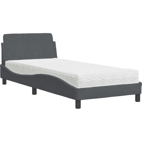vidaXL Letto con Materasso Dover Grigio Scuro 80x200 cm in Velluto (1/5)