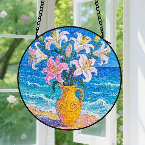 20cm Suspension vitrail pour fenêtre, scène végétale naturelle, accroche-soleil intérieur, cadeaux Noël et fête des mères (1/5)