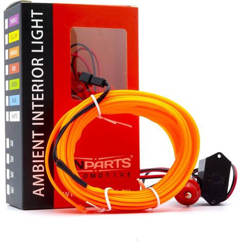 FIBRA ÓPTICA LED NARANJA PARA ILUMINACIÓN INTERIOR DE COCHES, 5 METROS (1/4)