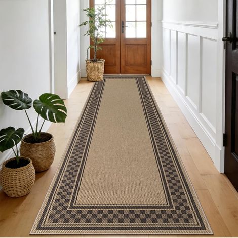 Tapis de couloir 80 x 300 cm, aspect jute tapis de cuisine antidérapant (1/5)
