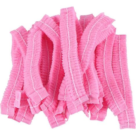 100 pièces de charlottes jetables non tissées pour cheveux, anti-poussière, pour services médicaux, alimentaires, pâtisserie et maquillage (rose)-100pcs-Pink (1/4)