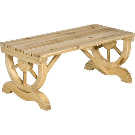 Banco de jardín de madera natural 98 x 50 x 39,5 cm (1/5)