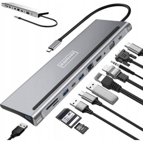 Station d'accueil USB-C 11 en 1 VGA RJ45 HDMI BYL-2017 (1/5)