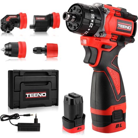 TEENO Brushless 18V 25+3 Perceuse Visseuse sans Fil, Deux batteries 2 Ah Visseuse Devisseuse Sans Fil, Accessoires (1/5)
