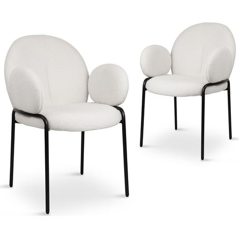 Lot de 2 fauteuils design avec accoudoirs en tissu bouclette (1/5)
