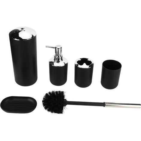 Soavoa Ensemble 6 Pièces Salle De Bain ZT-T216 Poubelle Oscillante Noire Design Moderne En PP Durable (1/4)