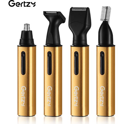 (Or) Tondeuse à poils de nez et d'oreilles rechargeable par USB avec 4 têtes de lame remplaçables (1/5)