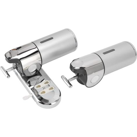 Dispenser di shampoo, dispenser di sapone riutilizzabile da parete con doppia pompa, pratico per riporre oggetti in bagno, toilette e cucina.