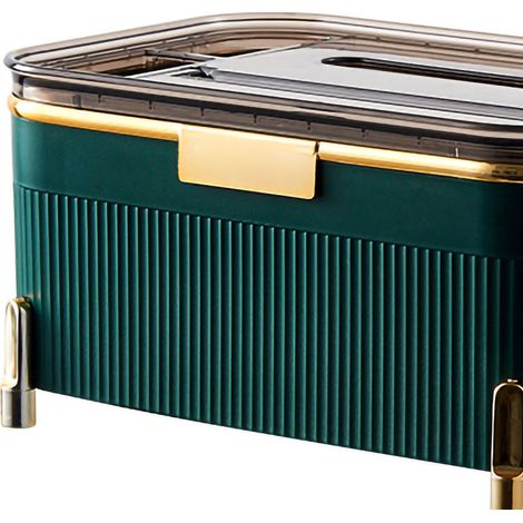 Boîte Multifonction tissus Organisateur bureau Plastique PP PS ABS 22.5x15x10.3cm Vert foncé (1/4)