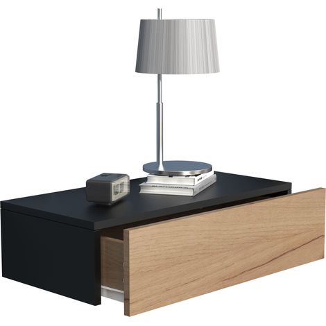 Comodino appeso a parete in legno Usal M 60 cm 15x60x30 - VCM