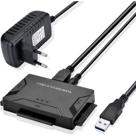 USB-Festplattenadapter, USB 3.0 auf IDE/SATA, 1 m USB-Kabel für 2,5"- und 3,5"-IDE/SATA-HDDs/SSDs, mit externem Netzteil (1/5)