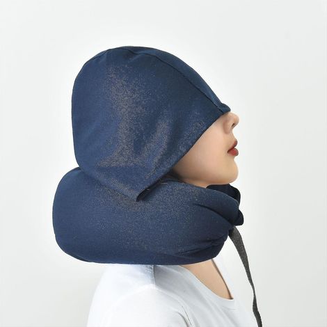 Coussin Muji en forme de U, bonnet, oreiller cervical en coton, oreiller pour la nuque, oreiller de voyage à capuche pour la pause déjeuner, oreiller de bureau couleur café, 165 x 67 cm Zy