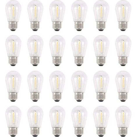 Paquet de 24 Ampoules LED S14 3V Extérieures Solaires Incassables Blanc Chaud