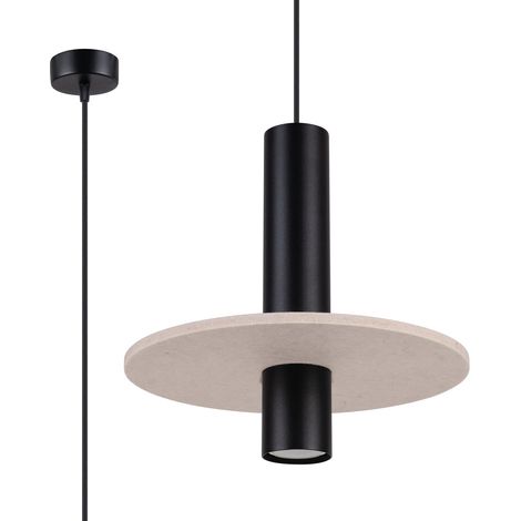 Lámpara colgante Pelta beige/negro fieltro/acero Sollux (1/2)