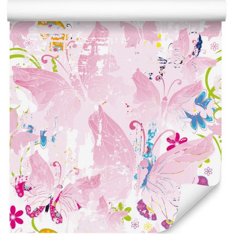 Papier peint papillons, fleurs et plantes pour salon et chambre 50x1000 cm (1/5)