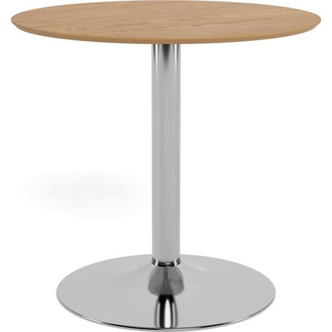 Mesa Norsica 1057, Plata + Roble, 74x0x0cm, MDF, Chapa de madera natural, Metal