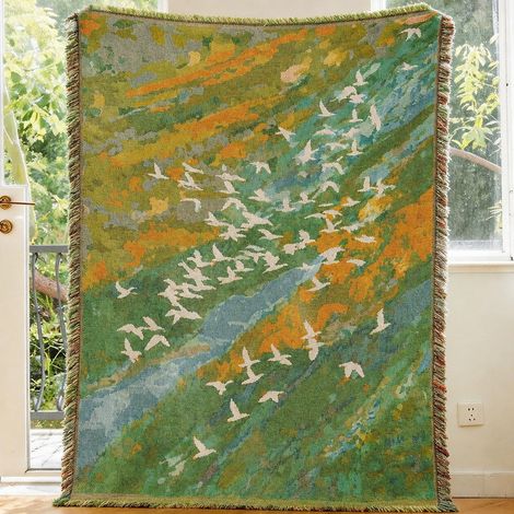 Tenture murale décorative rectangulaire 160x130 cm en polyester et coton pour salon et chambre 880 g. – Livraison gratuite