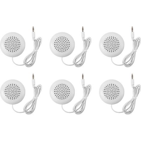Sei altoparlanti bianchi da 3,5 mm a forma di cuscino, adatti per lettori CD, radio e MP3. (1/5)