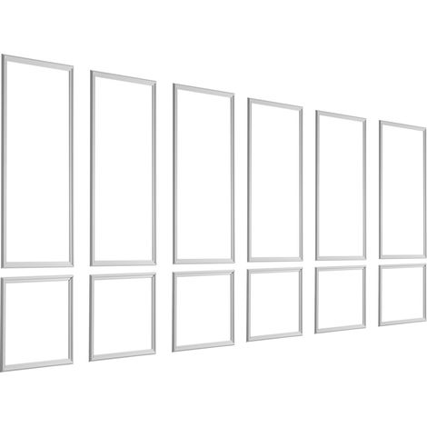 Mophorn Wandform-Set, 6-teilig, 61x61 cm und 61x137 cm, Zierleisten aus lackierbarem Polystyrol, wasserfeste Wanddekoration, Leisten für Wände, Dekorleisten für Wohnzimmer und Zuhause, Weiß (1/5)