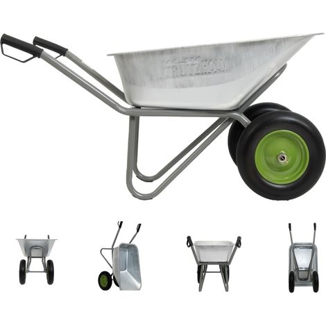 2-Rad Schubkarre verzinkt 150L Gartenkarre Baukarre kippsicher PU Räder pannensicher (1/5)
