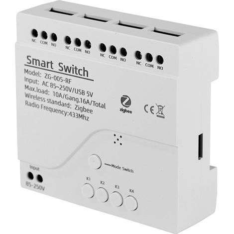 Module de Commutation Intelligent Tuya ZigBee à 4 Canaux RF433, Domotique Intelligente, Disjoncteur Monter Soi-Même, Relais Sans Fil, Commande Vocale (1/5)