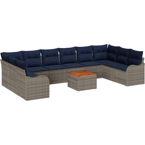 Garden Sofa Set 10 pcs Grey Poly Rattan vidaXL (1/5)