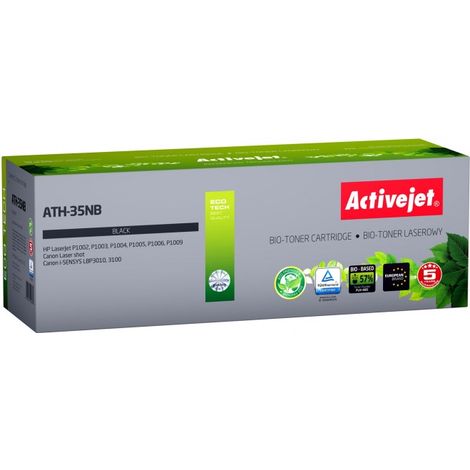 Toner BIO Activejet ATH-35NB pour imprimantes HP et Canon. Compatible avec HP 35A CB435A et Canon CRG-712 Supreme 1 800 pages noir. Toner écologique.