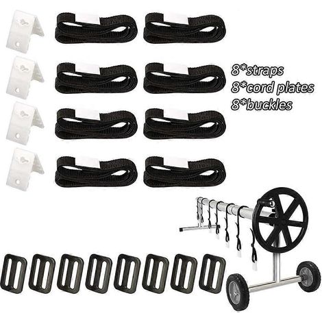 Enrouleur télescopique à bulles pour bâche de piscine hors sol de 3 à 7,4 m, enrouleur tubulaire pour couverture enterrée, chariot de rangement avec 8 sangles et pièces de fixation pour couverture sol (1/5)