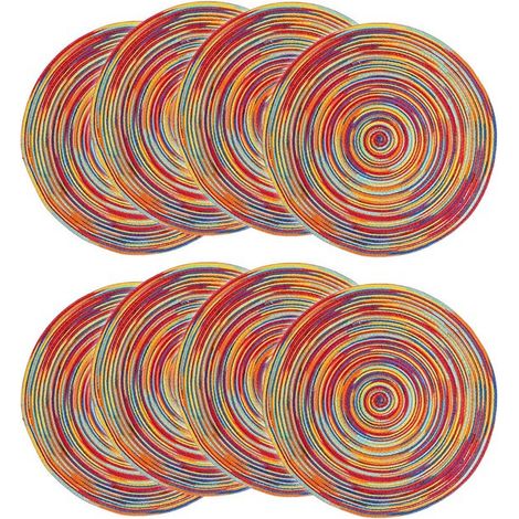Set De Table Rond - Tissu Tressé - 18 Cm De Diamètre - Pour Cuisine Et Fêtes - Lot De 8 (1/5)