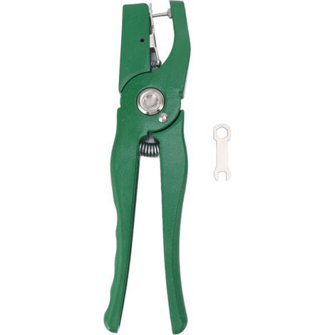 Pince à boucles auriculaires verte en alliage d'aluminium, applicateur de boucles auriculaires portable pour bétail, pour la ferme. (1/5)